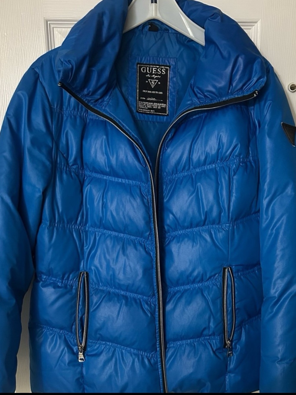 GUESS women’s Royal Blue Quilted Puffer Jacket